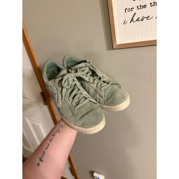 Converse Pro Leather Low Top Suede Lily Pad/Pale Mens Size 8.5 167889c - Picture 2 of 5